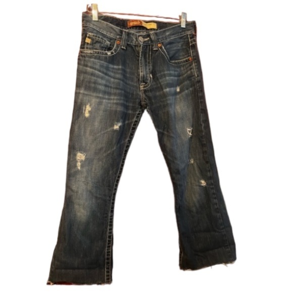 Big Star Venture Slim Fit Capri Frayed Bottom Sz 31R Blue Medium Wash Denim - Picture 3 of 10